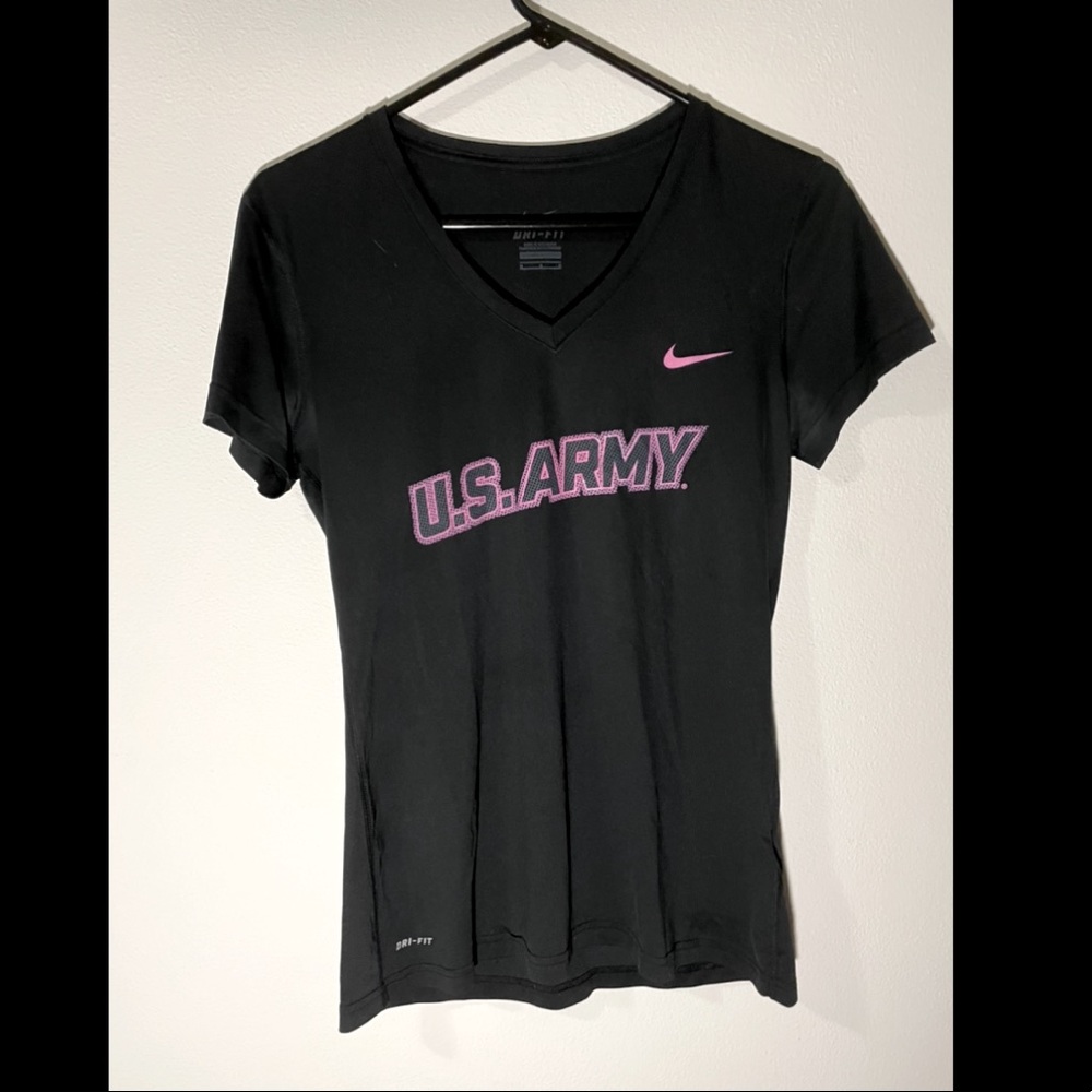 Nike black and pink athletic shirt; Army; Size M